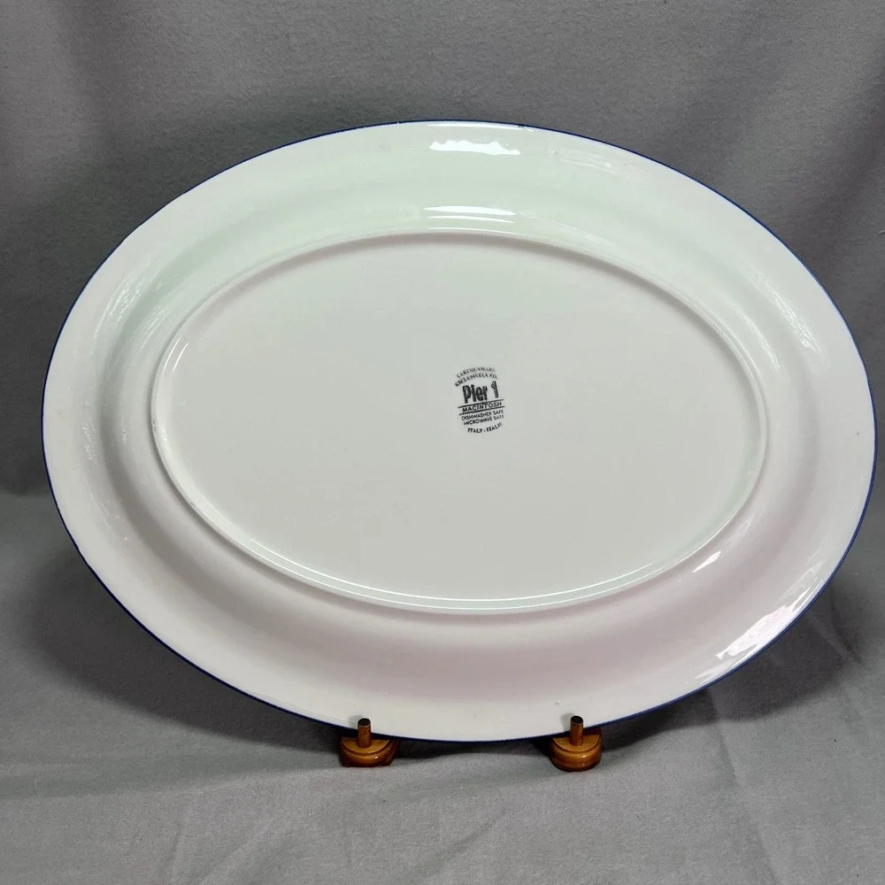 Pier 1 Macintosh Oval Serving Platter Discontinued Vintage Fruit Pattern 17x13